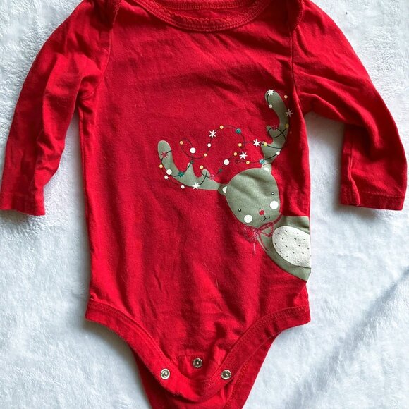 BabyGap & George 3-6M Holiday Bodysuits Set of 2 – Let It Snow & Reindeer Prints - Picture 8 of 12